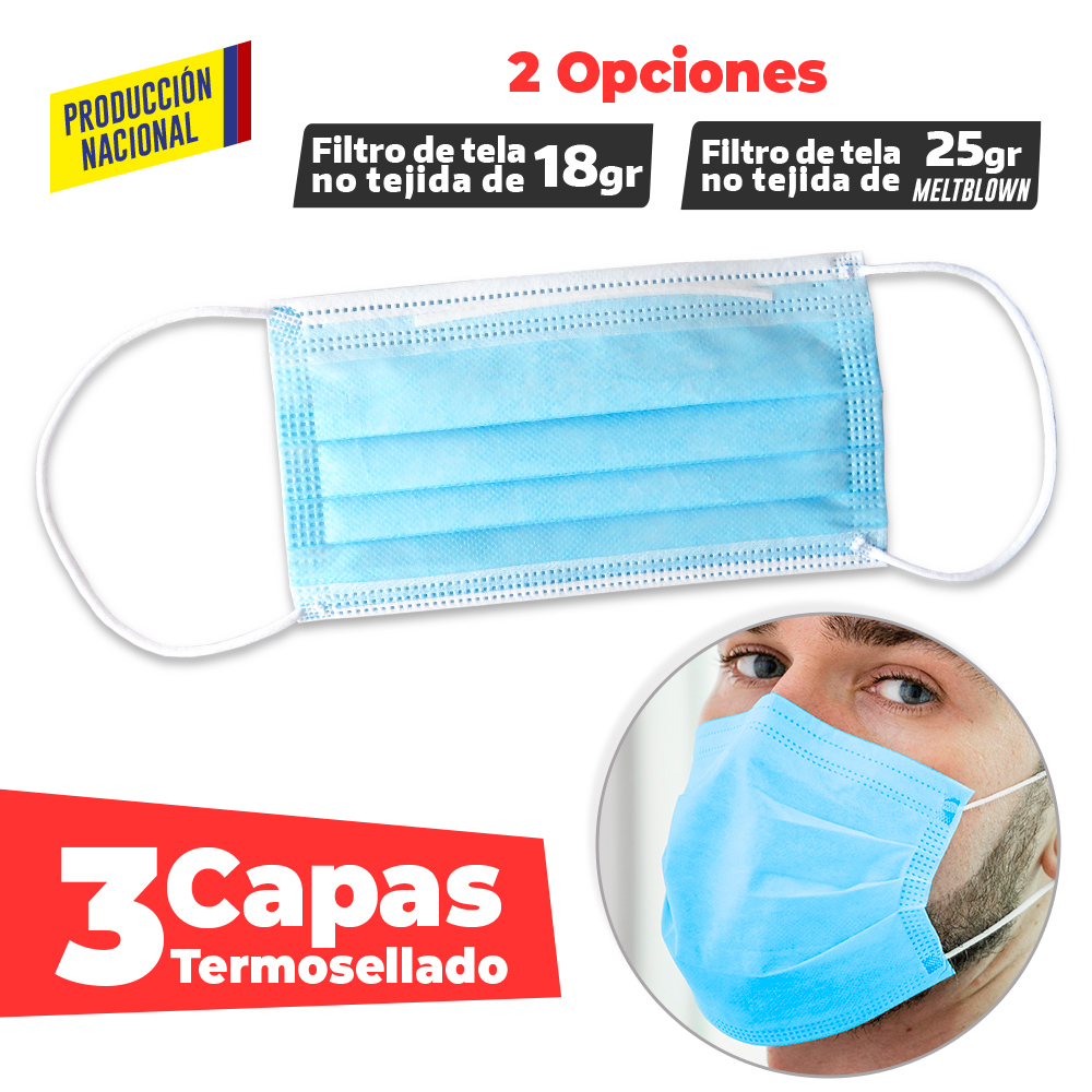 Tapabocas Desechable TERMOSELLADO Adulto-Prod Nal